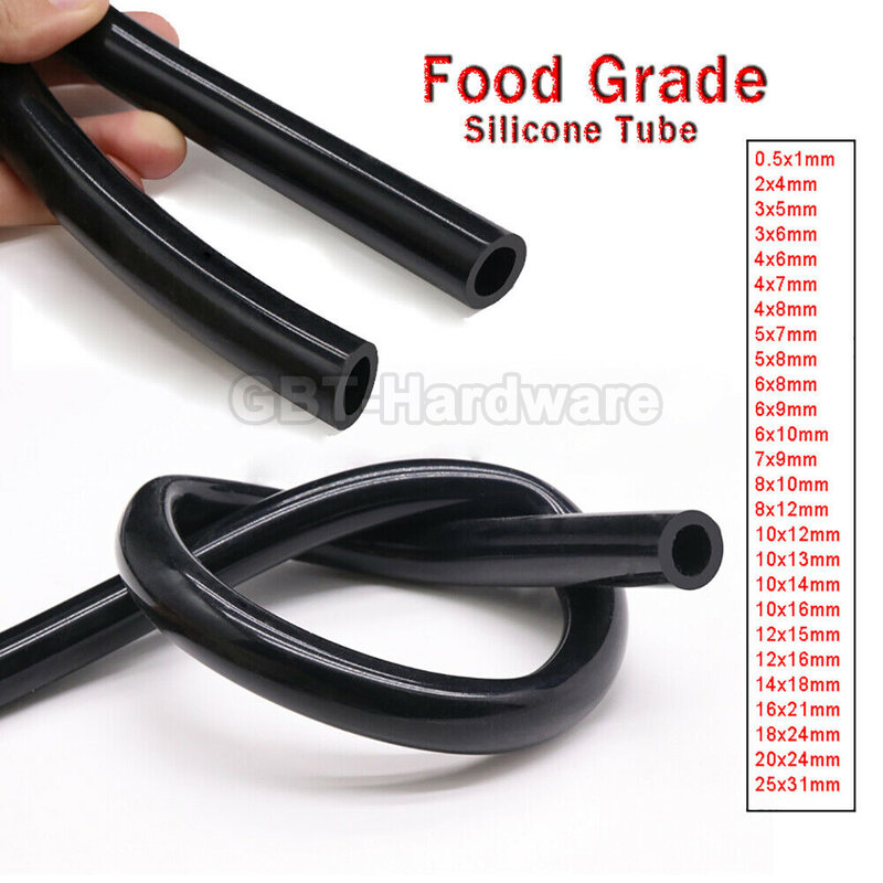 ID 0.5mm - 25mm Black Silicone Tube Food Grade Household Hose Odorless Water Pipe High TEMP 180°C Water Dispenser Coffee Machine