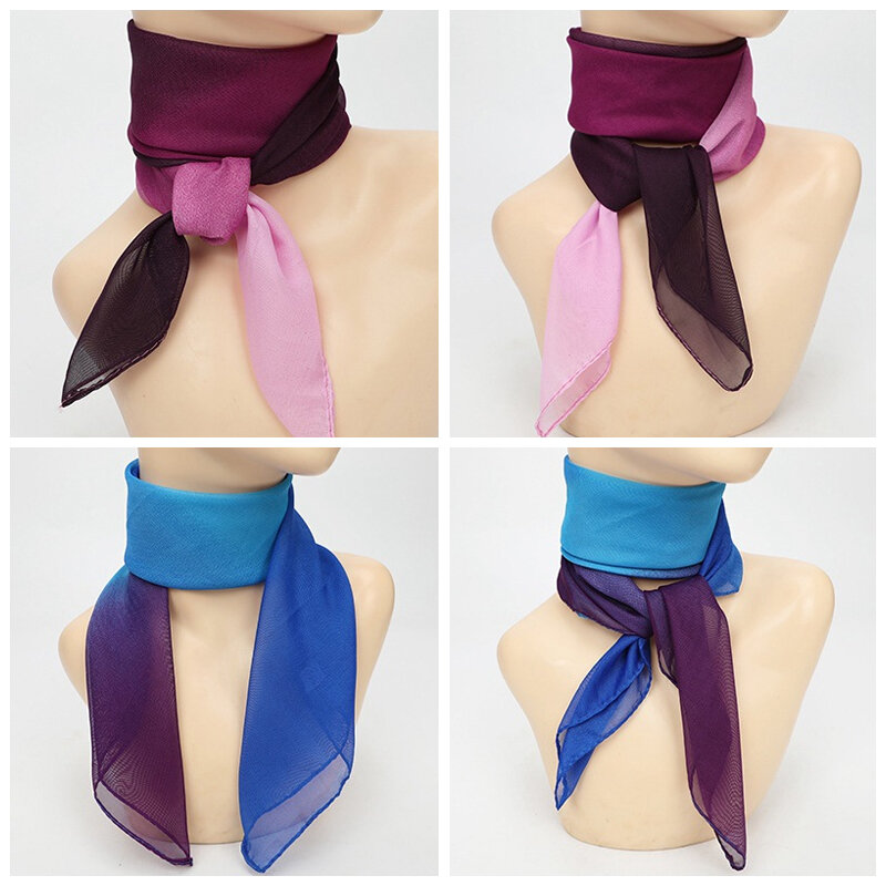 Bufanda cuadrada de gasa para mujer, chales de Color liso para el cuello y la cabeza, lazos para el pelo, banda para el cuello, 65x65cm