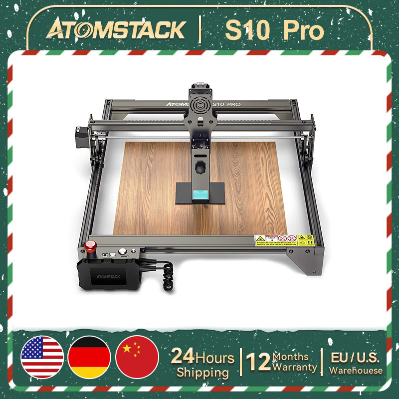 AtomStack-Machine de gravure laser CNC, support haute puissance, gravure hors ligne, acier inoxydable, bois, acrylique, S10 PRO, 50W, 410x400mm