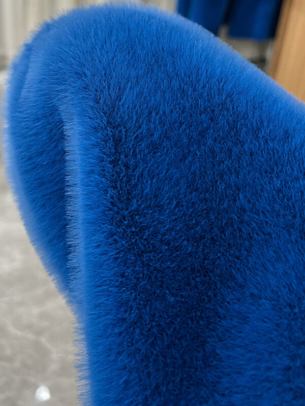 Lautaro zima długi, w stylu Oversized ciepły gruby niebieski biały puszysty płaszcz ze sztucznego futra kobiet z kapturem 2022 luźne dorywczo koreański styl mody