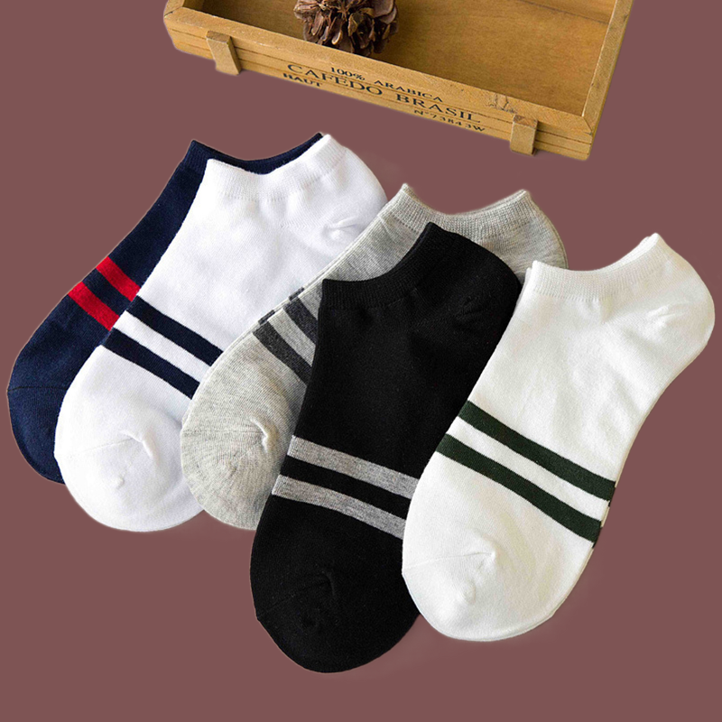 5 Pairs Thin Polyester Men Boat Socks Summer Deodorization Breathable Solid Color Short Socks Casual Cotton Ankle Socks