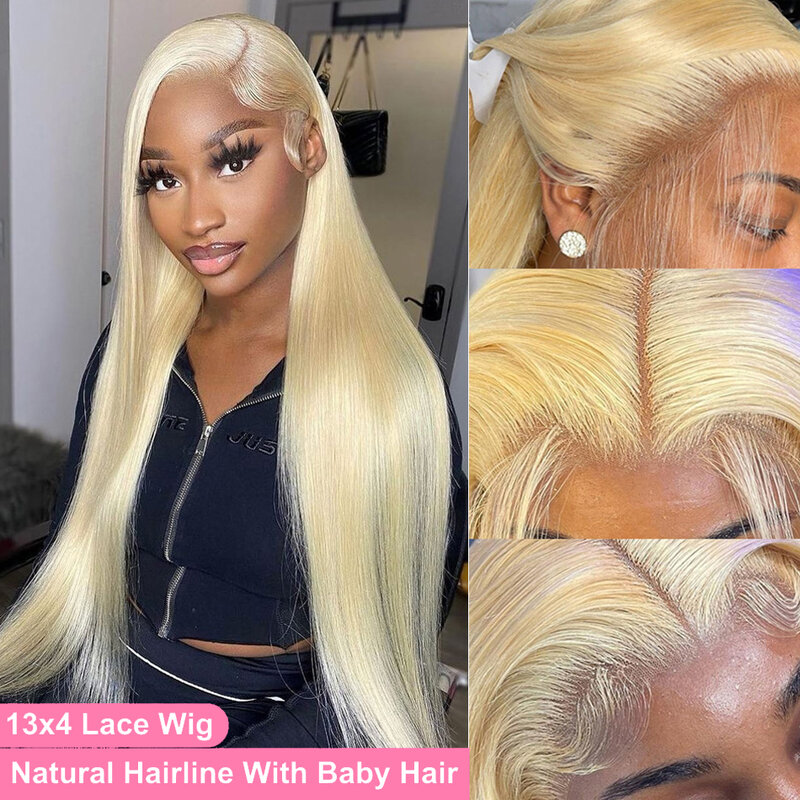 13x4 13x6 Transparent 613 Lace Frontal Wig Honey Blonde Color Brazilian Remy  Bone Straight Lace Front Human Hair Wigs for Women