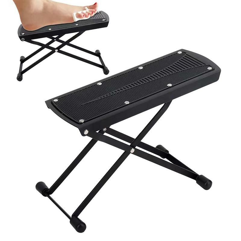 Dobrável e ajustável antiderrapante Pedicure Stool, Nail Tech Foot Stand, 6 Heights, ferramenta de pedicure preto