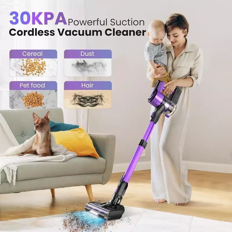 Poweart V870 30000Pa Stick Cordless Vacuum Cleaner, up to 45min Runtime, 8-in-1 Stick Vac for Hardwood Floor Pet Hair Home Car