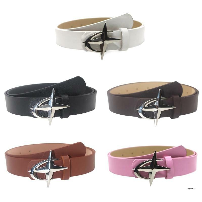Cinturón cintura Cinturones delgados PU para ropa casual Cinturón delgado estrella decorativa
