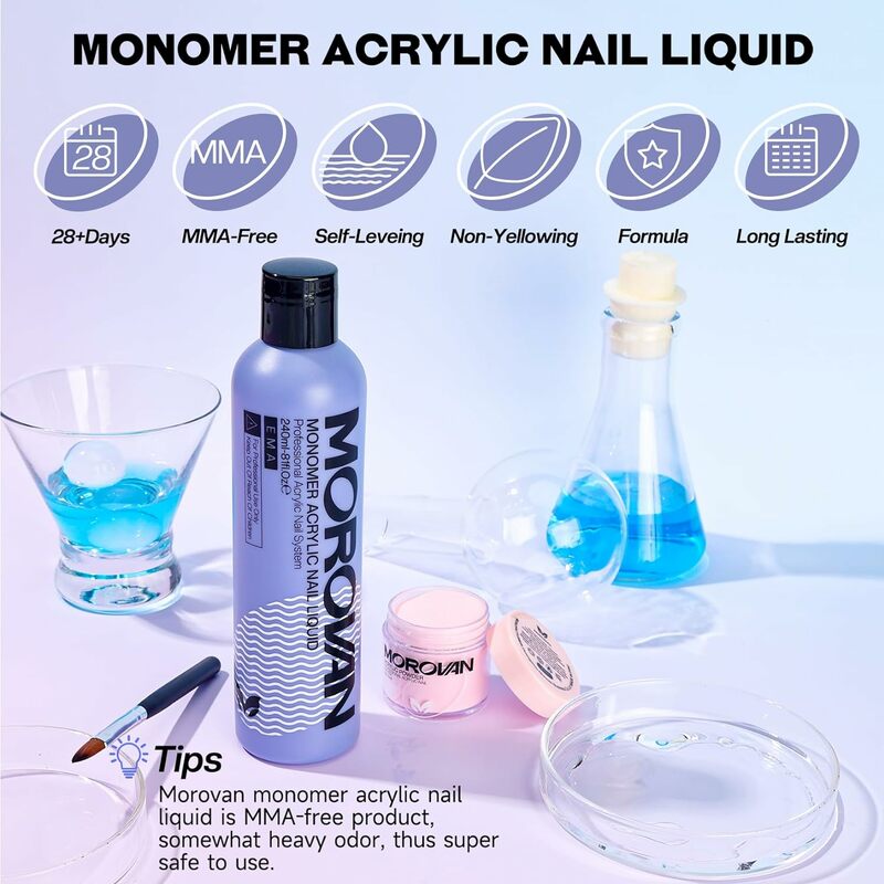 Acrylic Monomer Liquid for Acrylic Powder - Professional Liquid Nail Kit for Acrylic Nail Extension Sculpting MMA-Free