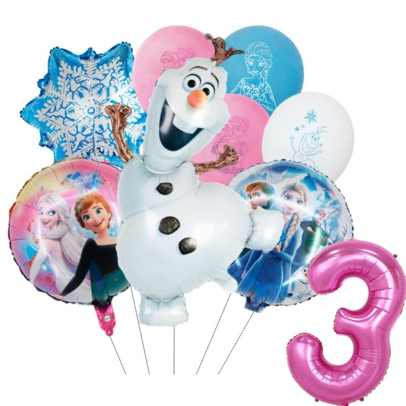 Décorations de fête d'anniversaire Disney Frozen pour enfants, ballons de toile de fond, fournitures d'anniversaire pour filles, princesse Anna, Elsa, britannique, baby shower