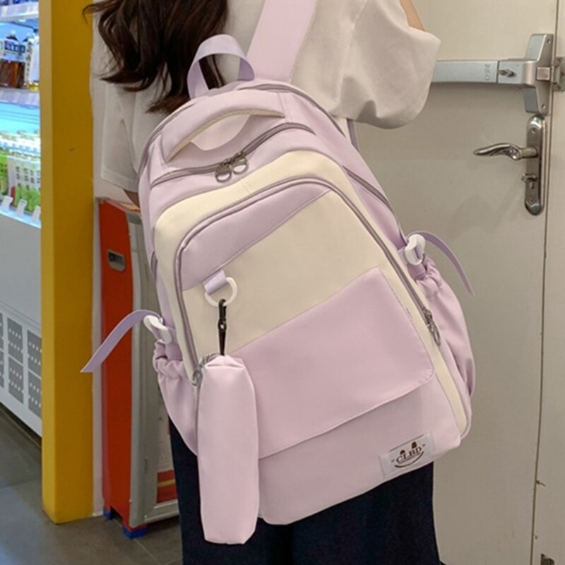 Нейлоновый рюкзак большой емкости для подростков, школьных путешествий, унисекс, корейская мода, контрастная цветная сумка для с