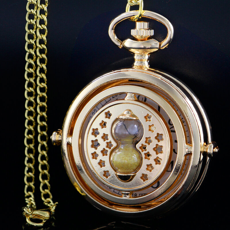 Jam Saku Desain Jam Pasir Berongga Baru 2023 untuk Wanita Pria Kalung Kuarsa Emas Mewah dengan Rantai Hadiah Jam Reloj Hombre