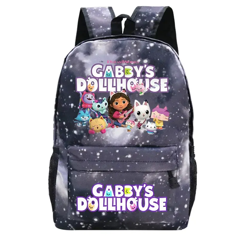 Gabbys 인형의 집 배낭 만화 소년 소녀 학교 가방, 어린이 백팩, 학생 학교 모칠라 책 가방, 십대 러스크색