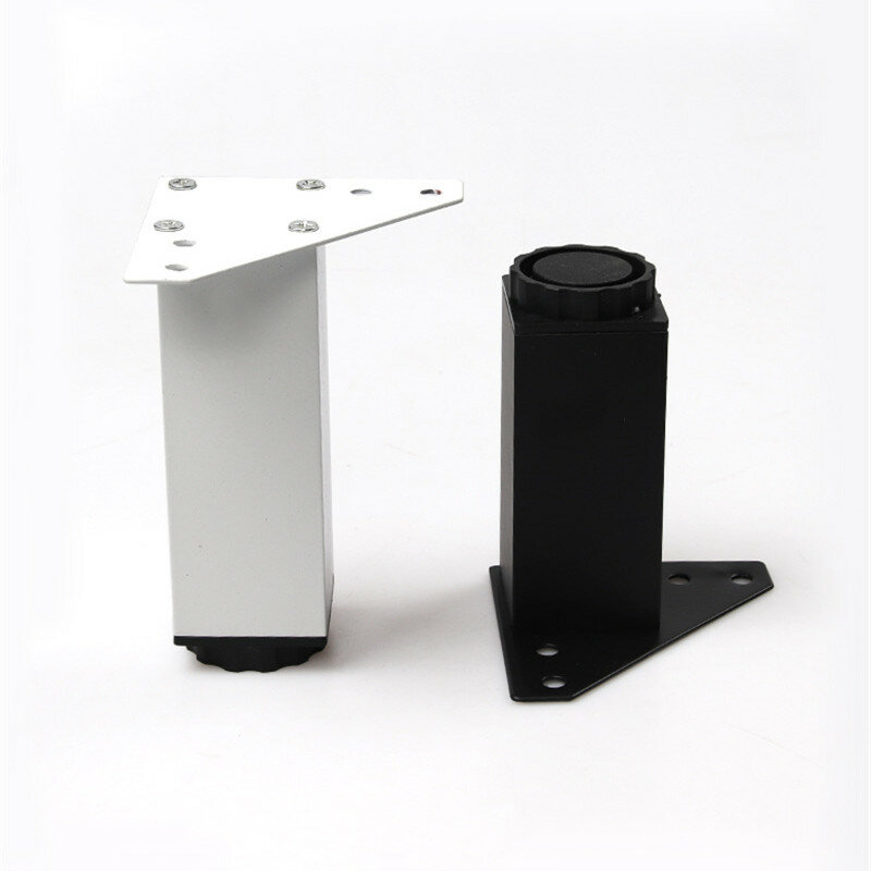 Pies cuadrados ajustables para muebles de baño, pies de aleación de aluminio, color blanco y negro, 1 piezas