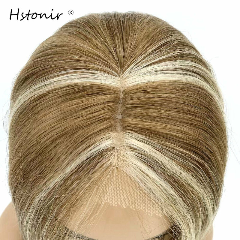 Hstonir prawdziwa peruka 100% ludzkich włosów peruki damskie 4x4 Silk Top Judaico blond wyróżnij peruka pełna koronka europejska Remy włosy G045