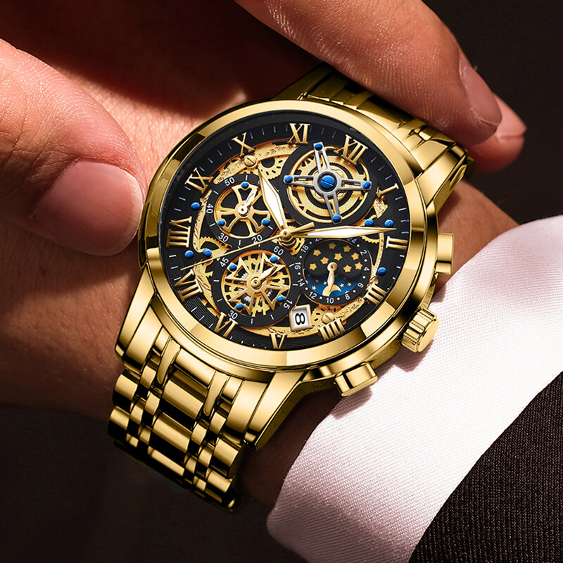 LIGE-Relógio de quartzo impermeável masculino, luxo, negócios, esportes, cronógrafo, relógios de pulso, marca superior, moda