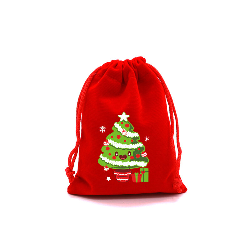 5Pcs/Lot Merry Christmas Velvet Bags 9x12 10x16 13x18cm Drawstring Pouch Candy Gift Bag Nice Bracelets Jewelry Packaging Bags