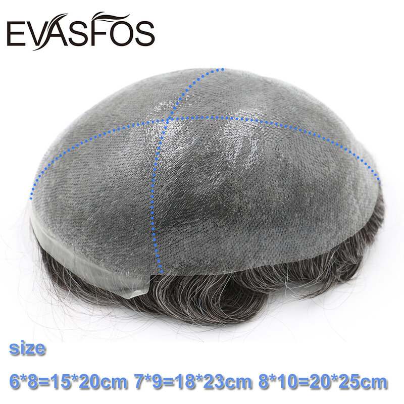 Thin Skin Transparent PU Base Hair System Natural Invisible Front 0.06-0.08mm Thickness Mens Toupee Hair Replacement