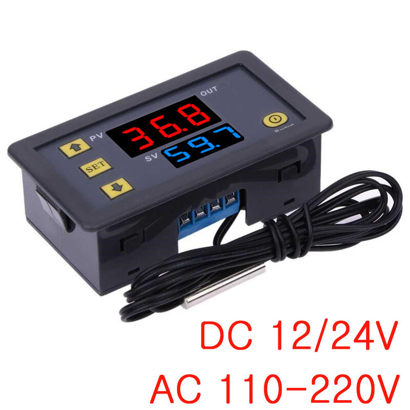 W3230 pengontrol suhu Digital Mini, 12V 24V 220V Regulator pemanas termostat kontrol pendingin termoregulator dengan Sensor