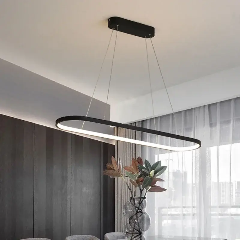 Modern LED Pendant Light Simple Line Lamp For Living Room Dining Room Bedroom Black  White Haning light Home Decor Lightings