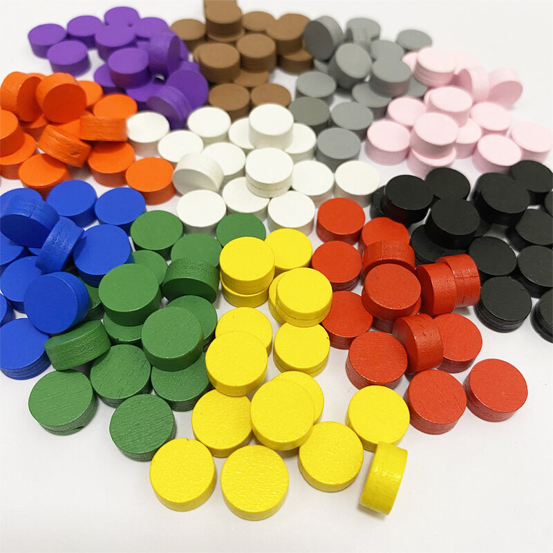 100Pcs Diameter 10*5MM Pawn Wooden Game Pieces Colorful Pawn/Chess For Board Game/Educational Games Accessories
