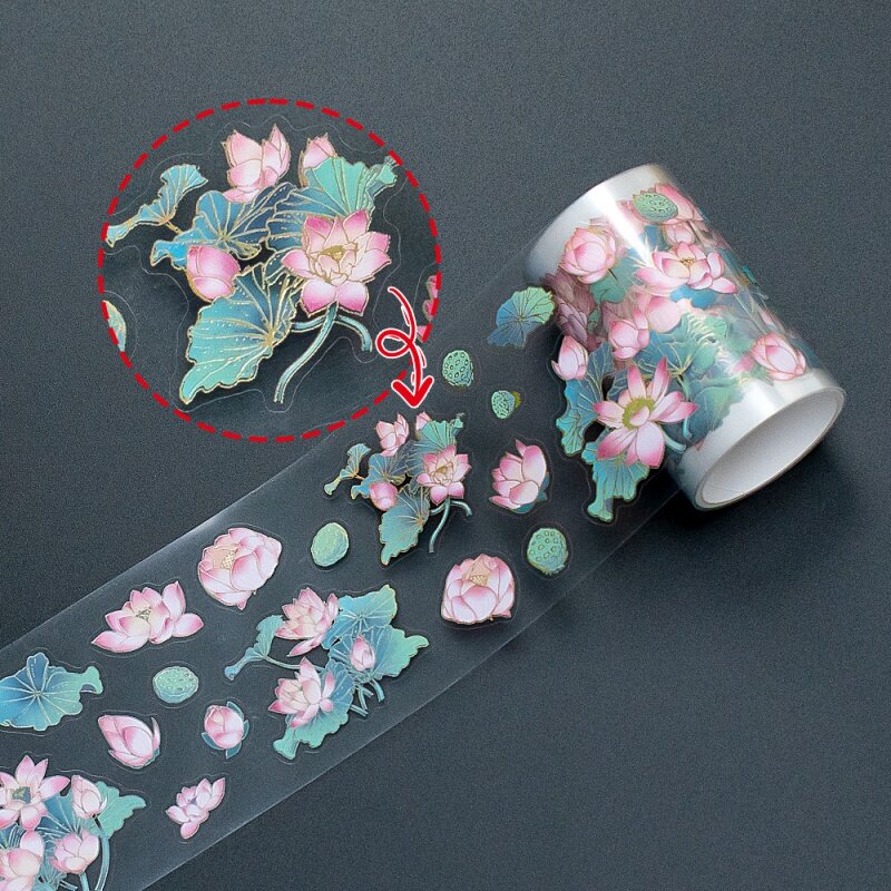 Kustom, dapat digunakan kembali dekorasi kiss cut tahan air pre-cut pet matte transparan pita washi kustom dicetak