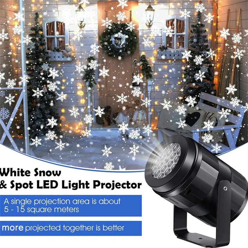 Professional Christmas Snowflake Projector IP65 Waterproof Snow Projection Lamp Night Light For Bedroom