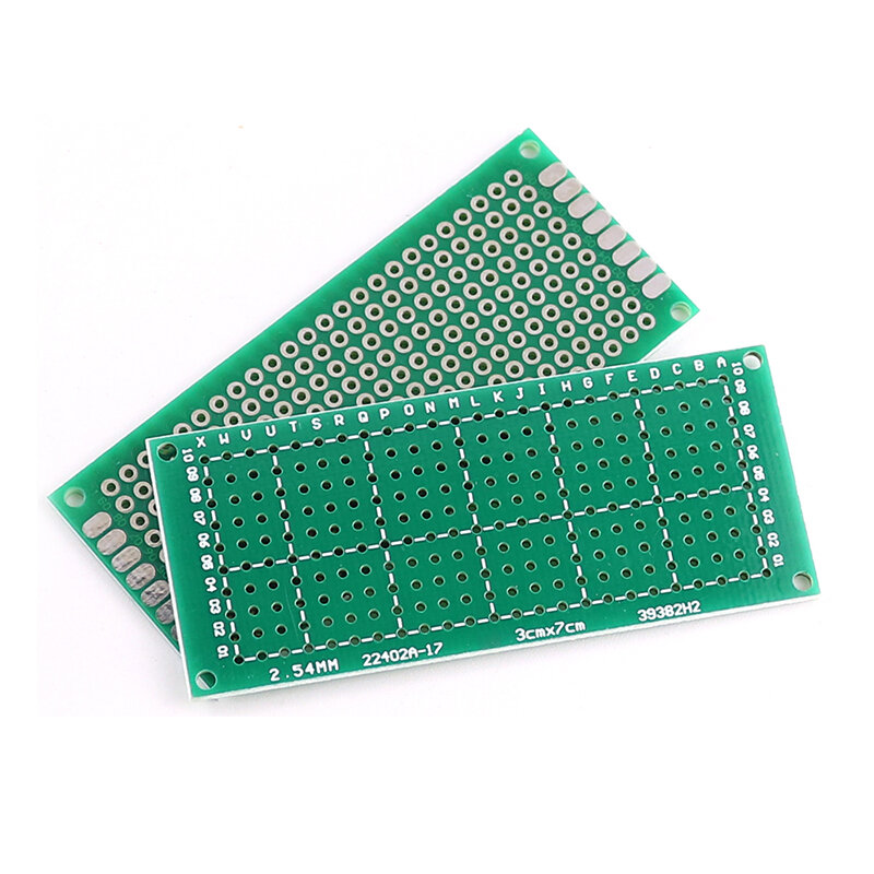 Kit de carte de circuit imprimé universel, prototype simple face, kit de planche à pain, carte PCB bricolage, vert, 3x7cm, 5 pièces