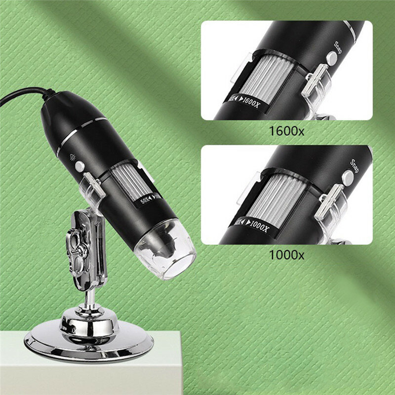 Цифровой микроскоп, портативный электронный микроскоп с USB разъемом типа C, 1600/1000/500 раз, для пайки и ремонта мобильных телефонов