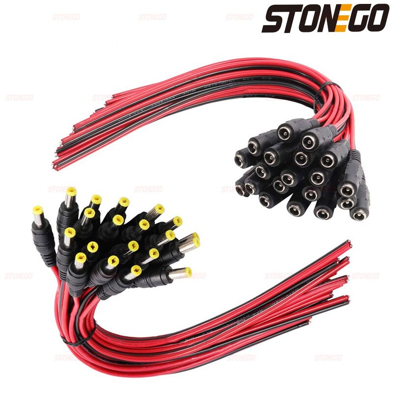 Stonego 5,5/50pcs 12V DC-Steck verbinder Stecker Buchse Kabel Kabel leitung Adapter Stecker Netzteil 2,1 x mm