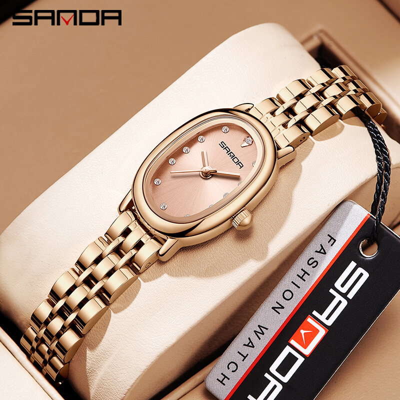 SANDA-relógio de quartzo oval feminino, pulseira esportiva impermeável para senhoras, elegante e clássico, negócios e simplicidade, marca de topo