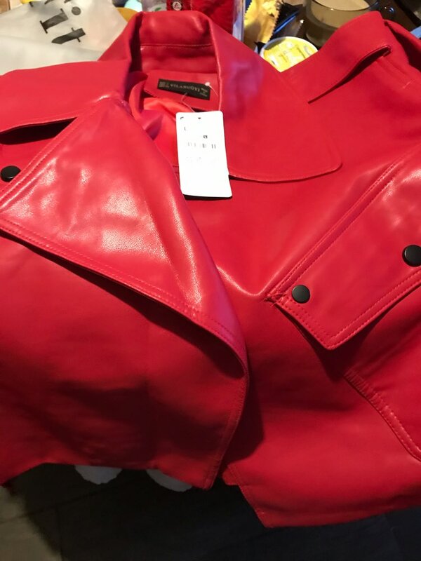 Jaket Kulit Imitasi Wanita Musim Gugur Baru FMFSSOM Mantel Merah Pengendara Sepeda Motor Pu Pakaian Luar Punk Hitam Streetwear Longgar Kerah Lipat