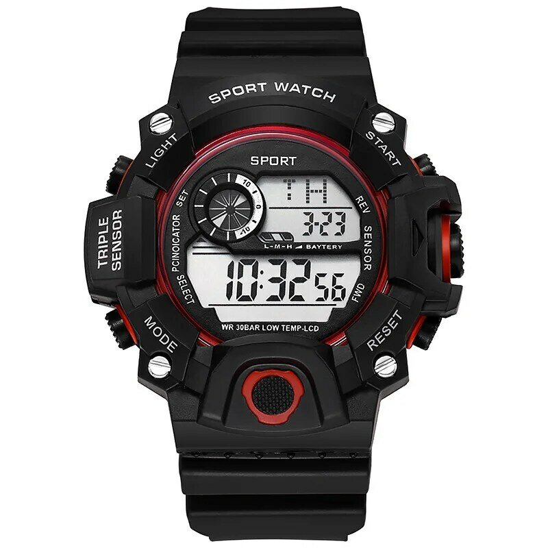 Zegarek męski UTHAI H117 moda sportowa elektroniczny zegarek na rękę duża tarcza wielofunkcyjna wodoodporna podświetlany Alarm bransoletka męska
