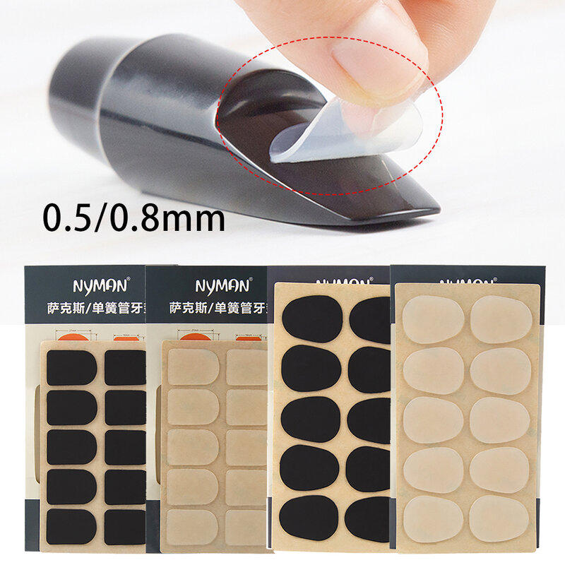 색소폰 마우스 피스 패치 패드 쿠션, 고음 알토 테너 색소폰 및 클라리넷용 실리콘 쿠션, 0.5mm, 0.8mm, 10 개