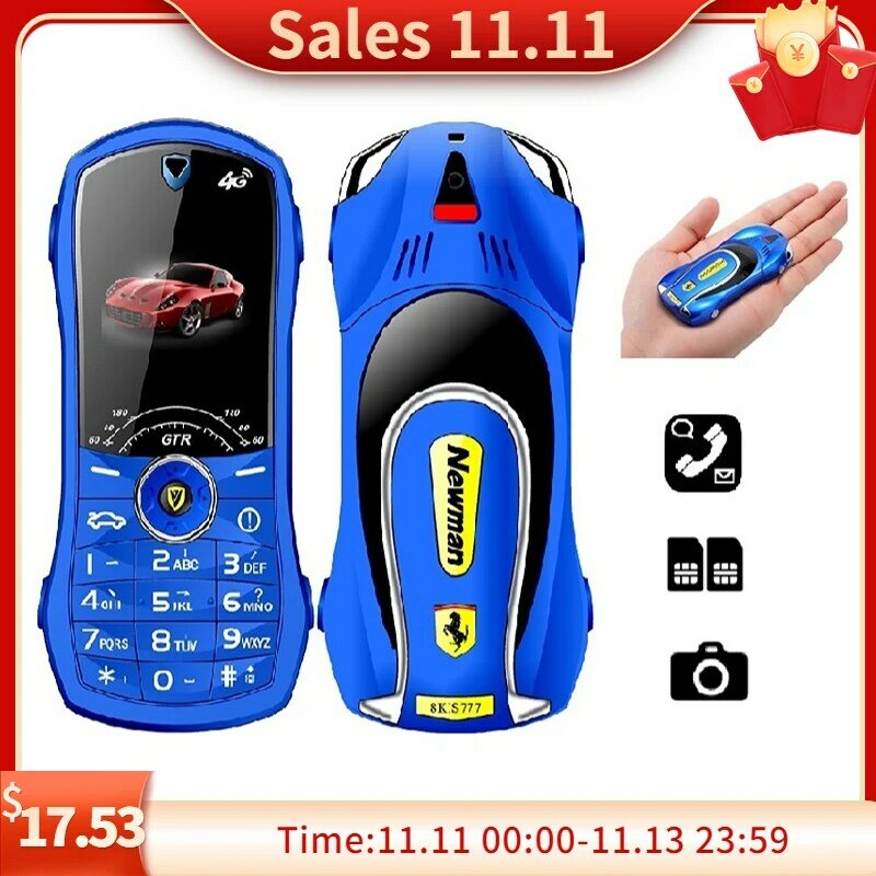 Mini Car Shape Children Mobile Phone Low Price Metal Cover Rugged Solid Support Two Sim Cards Cool Russian Key Toy Cellphone