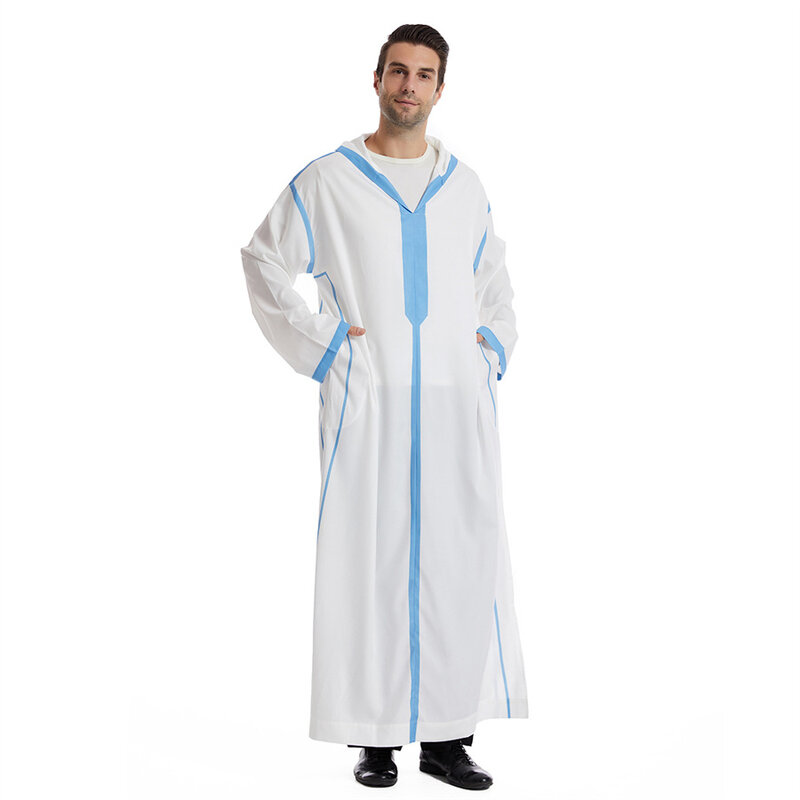Muslimische Jubba Thobe Kleidung Ramadan Robe weißen Kaftan für Männer Saudi-Arabien Truthahn islamische Abaya männlich lässig lose Kapuzen kleid