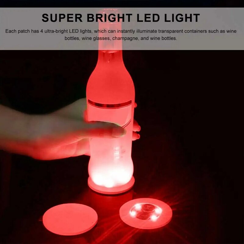 1pc LED Coaster Light colorato lampeggiante incandescente bottiglia di vino adesivo per Bar festa di nozze incandescente luce illuminata sottobicchieri