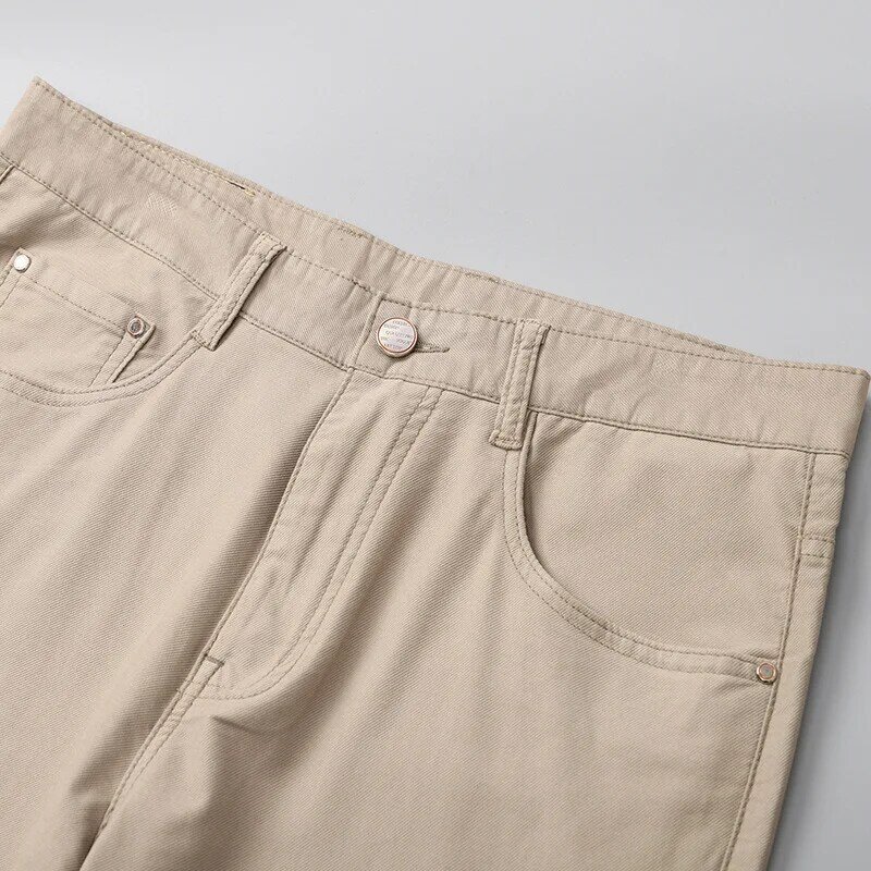78% cotone dritto pantaloni Casual modale estate sottile Stretch nero kaki pantaloni da uomo 2024 nuovi pantaloni di alta qualità per uomo