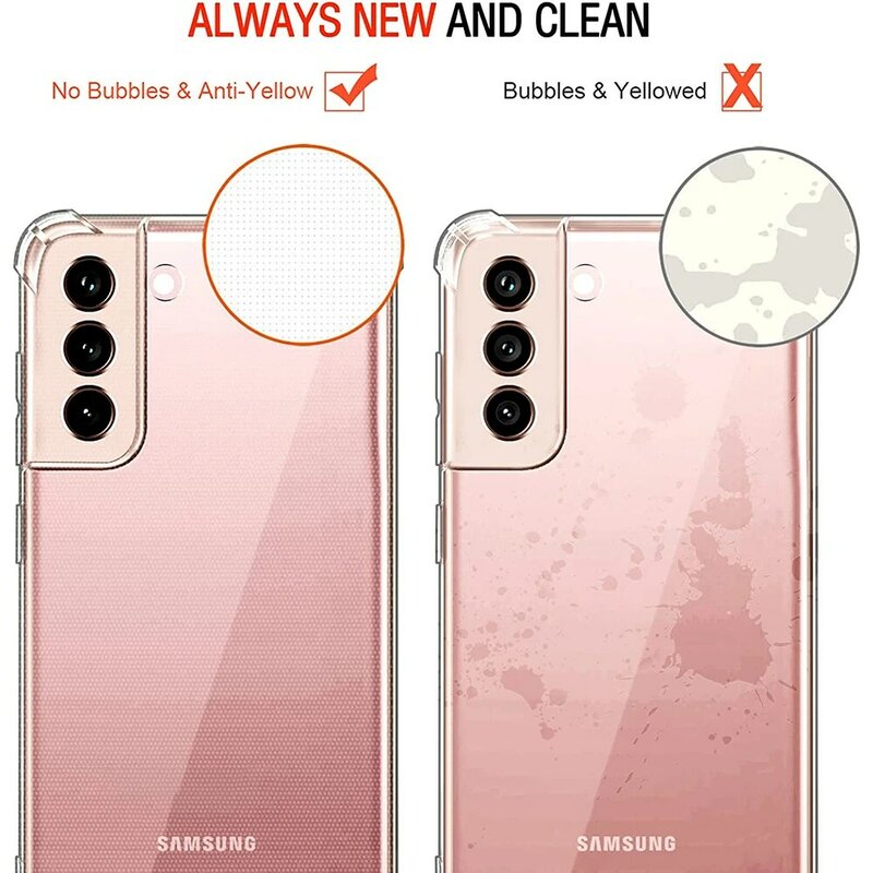 Casing Silikon Bening Lunak Tahan Benturan untuk Samsung Galaxy S22 S21 S20 FE S10 Note 10 Plus 9 8 20 Penutup Belakang Transparan Ultra Tipis
