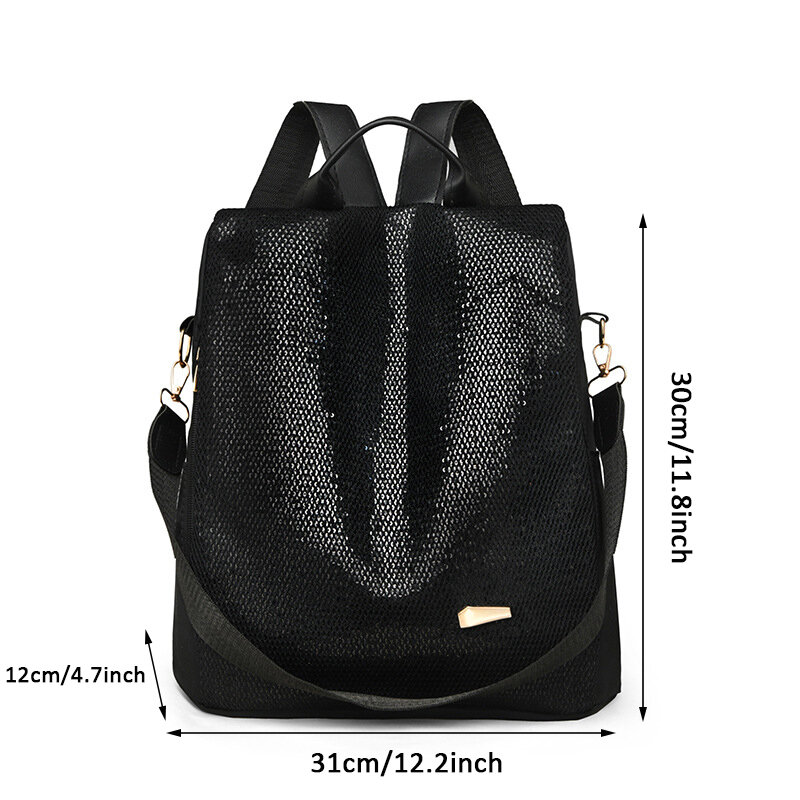 Однотонный женский рюкзак из ткани Оксфорд с блестками, вместительный дорожный ранец для девушек, модная школьная сумка, 2024
