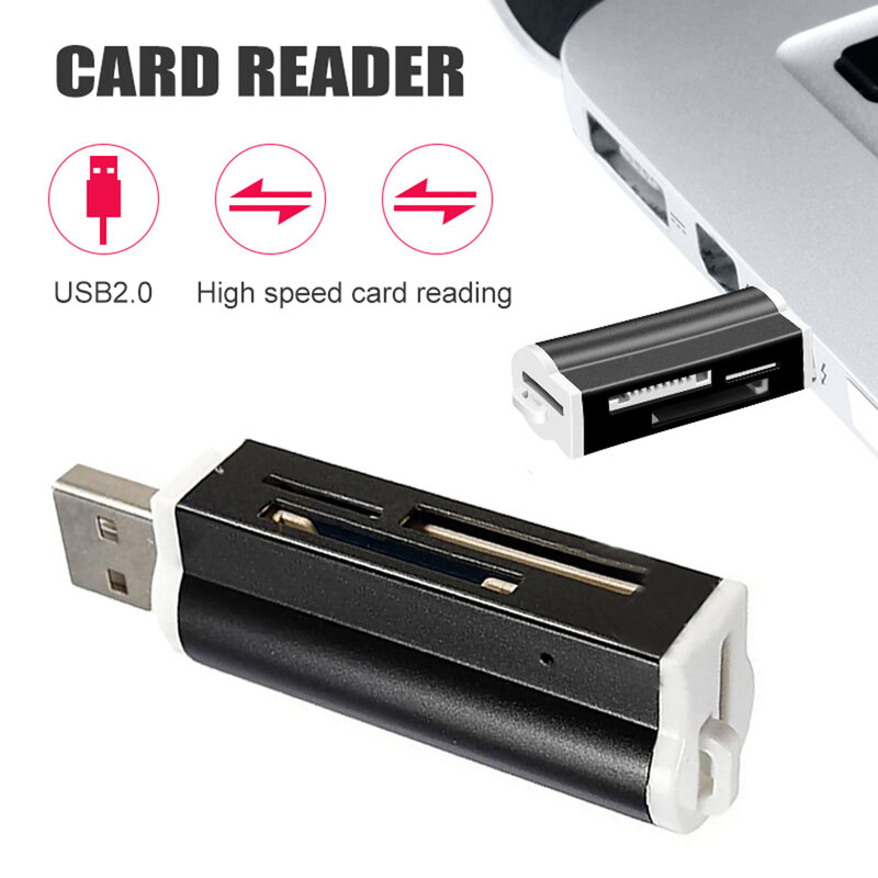 Isqueiro Shaped Card Reader, Space Saving, dispositivo de transmissão rápida para laptops Tablets Smartphones, 4 em 1