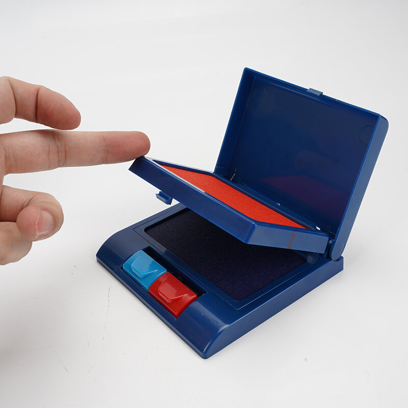 Semi-自動の赤と青のインクパッド,水性,耐久性,速乾性,財務指紋スタンプ,事務用品