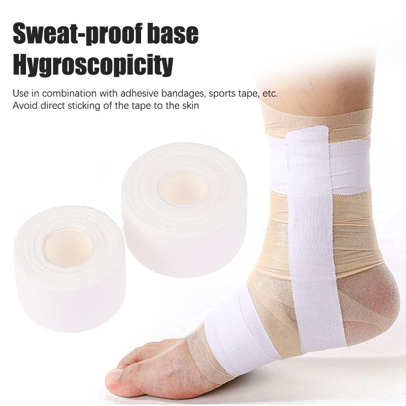 White Athletic Sports Tape Sport Binding Tape Roll Elastic Bandage Strain Injury Care Support Outdoor Sport Emergency Tool