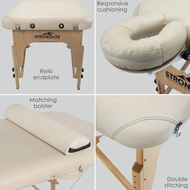 Pakiet przenośny stół do masażu STRONGLITE Olympia - All-In-One stół zabiegowy z regulowaną podstawką do twarzy, poduszką