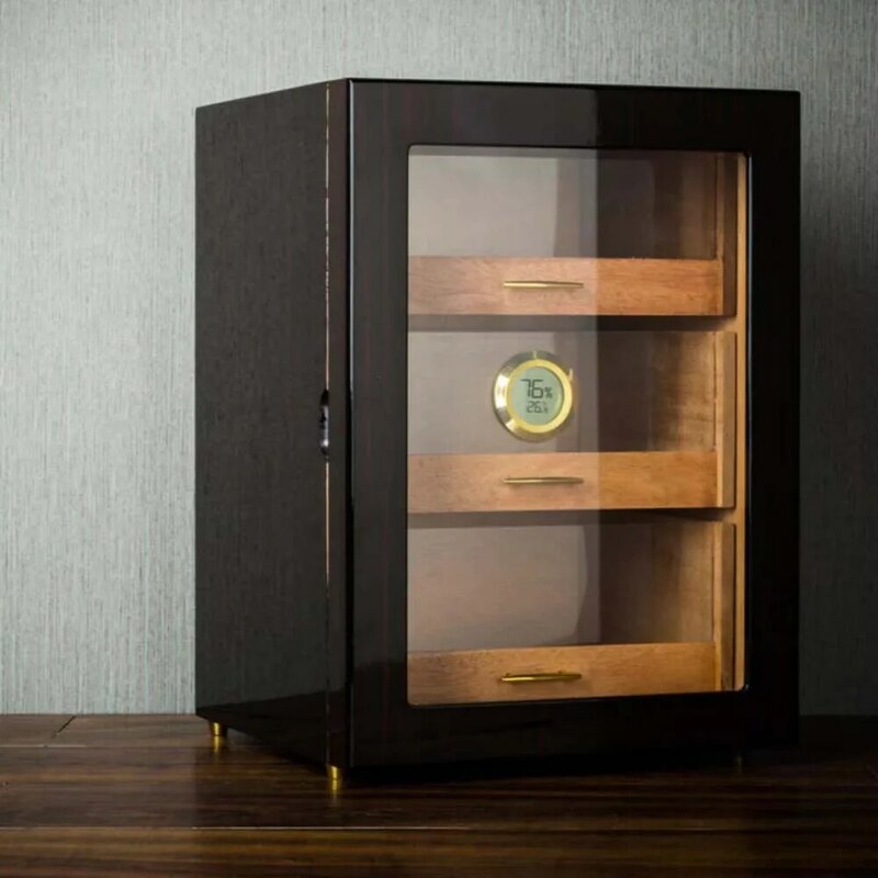 Деревянный шкаф для сигар, витрина для сигар, увлажняющая коробка, маленький шкаф для сигар, прозрачное окно, кедр