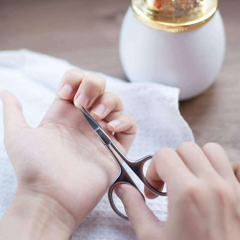 Gunting manikur profesional kutikula besi tahan karat perawatan kecantikan presisi untuk rambut wajah kuku bulu mata bulu mata rambut hidung