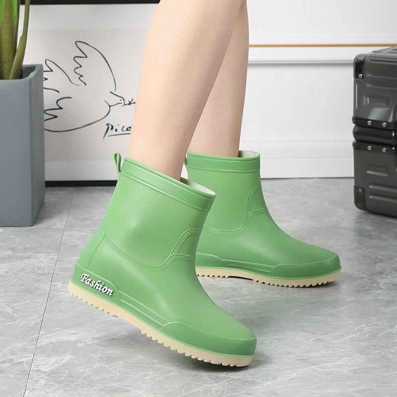 Moda botas de chuva curto botas de chuva quatro estações sapatos de água outer wear sapatos de borracha botas de água sapatos de cozinha