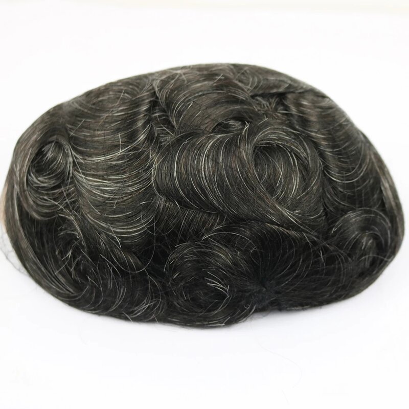 HD Transparent Swiss Lace & Thin Skin Pu Base Male Human Hair Prosthesis Breathable Wig Natural Hairline8x10Men's Toupee Systems