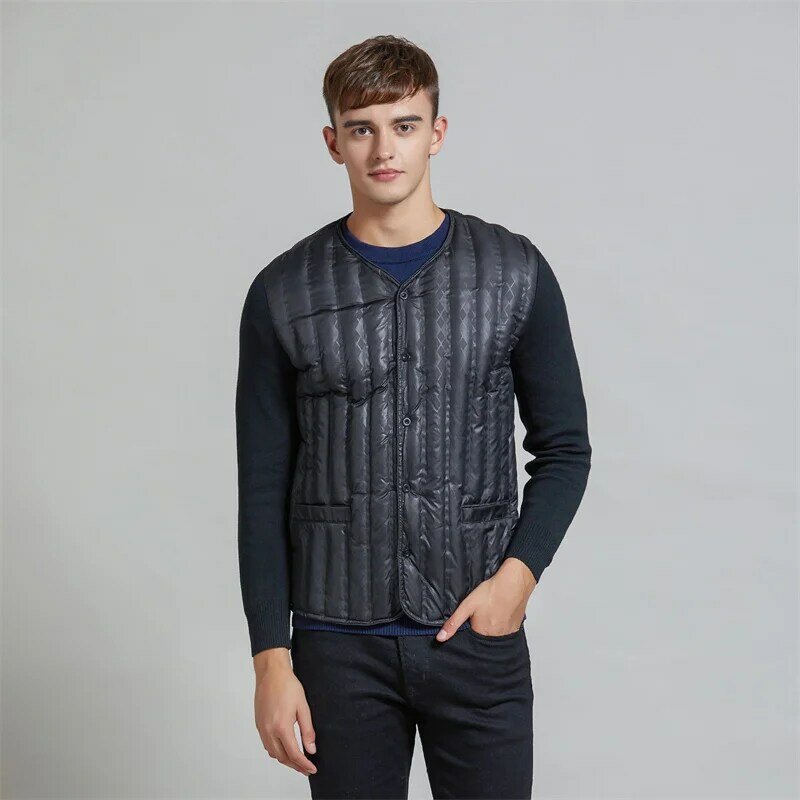 Men's Autumn and Winter Lightweight Coat Vertical Stripe Knitted Spliced Warm Coat 2024 New Fashion High Quality Coat