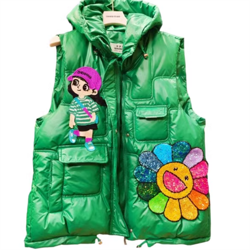 Cartoon down vest women's thickened cotton-padded jacket