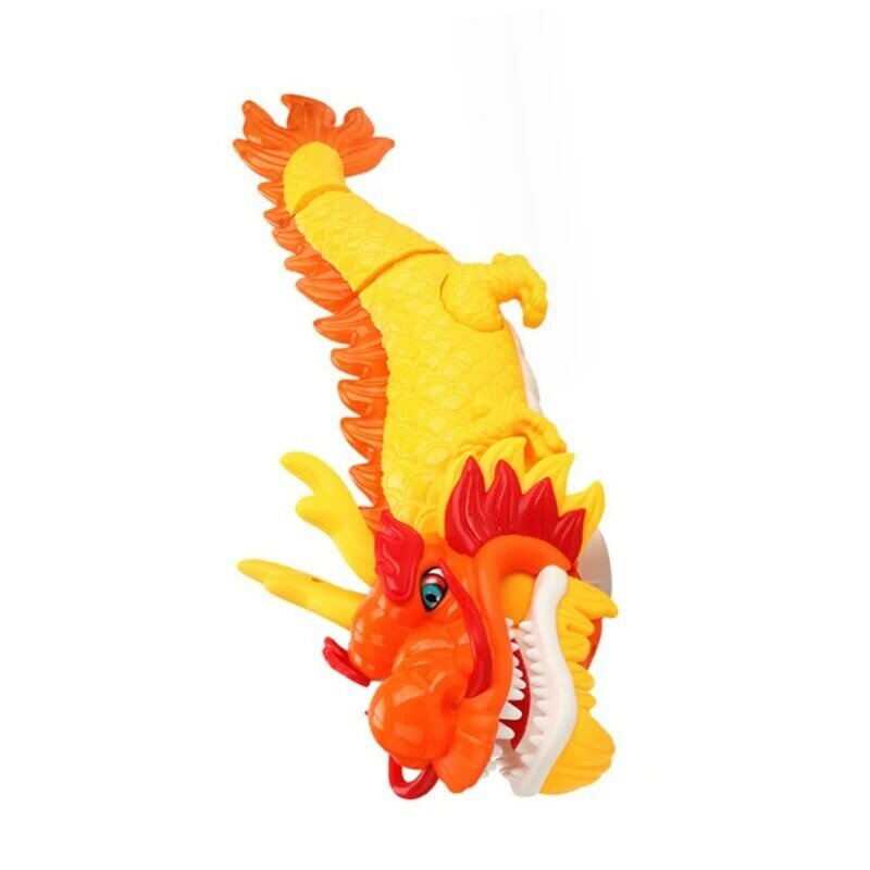 B2EB LED Dancing Zodiac Dragon Toy with Music Light Up Electric Wiggling Dragon with Universal Wheel Interactive Toddler Gift