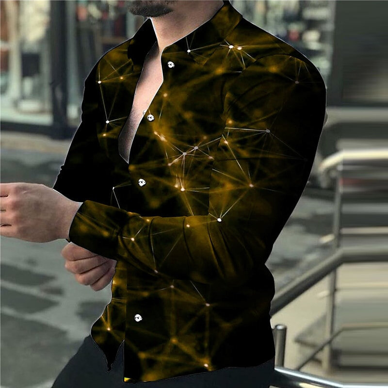 Mode Herren Langarmhemd Trend Design Sternen himmel Luxus hemden Herren Social Street Casual Shirt Revers Langarm