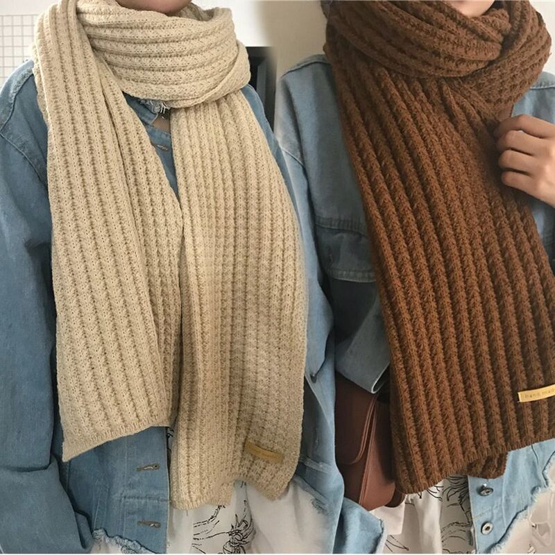 Утолщенный вязаный шарф, модный винтажный уличный бандажный шарф, зимний теплый женский шарф для мужчин и женщин